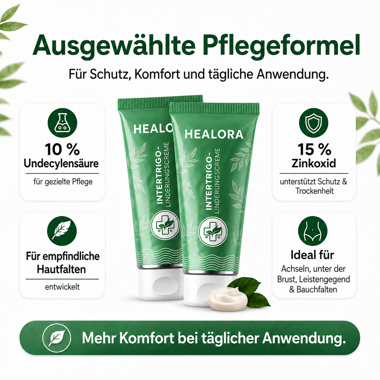 2× HEALORA™ Intertrigo-Linderungscreme – exklusives Zusatzangebot mit zusätzlichen 50 % Rabatt