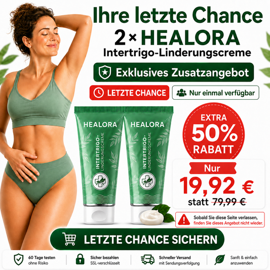 2× HEALORA™ Intertrigo-Linderungscreme – exklusives Zusatzangebot mit zusätzlichen 50 % Rabatt