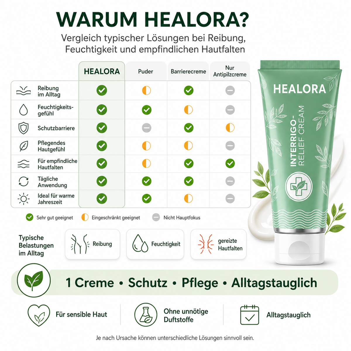 3× HEALORA™ Intertrigo-Linderungscreme – exklusives Zusatzangebot mit zusätzlichen 50 % Rabatt
