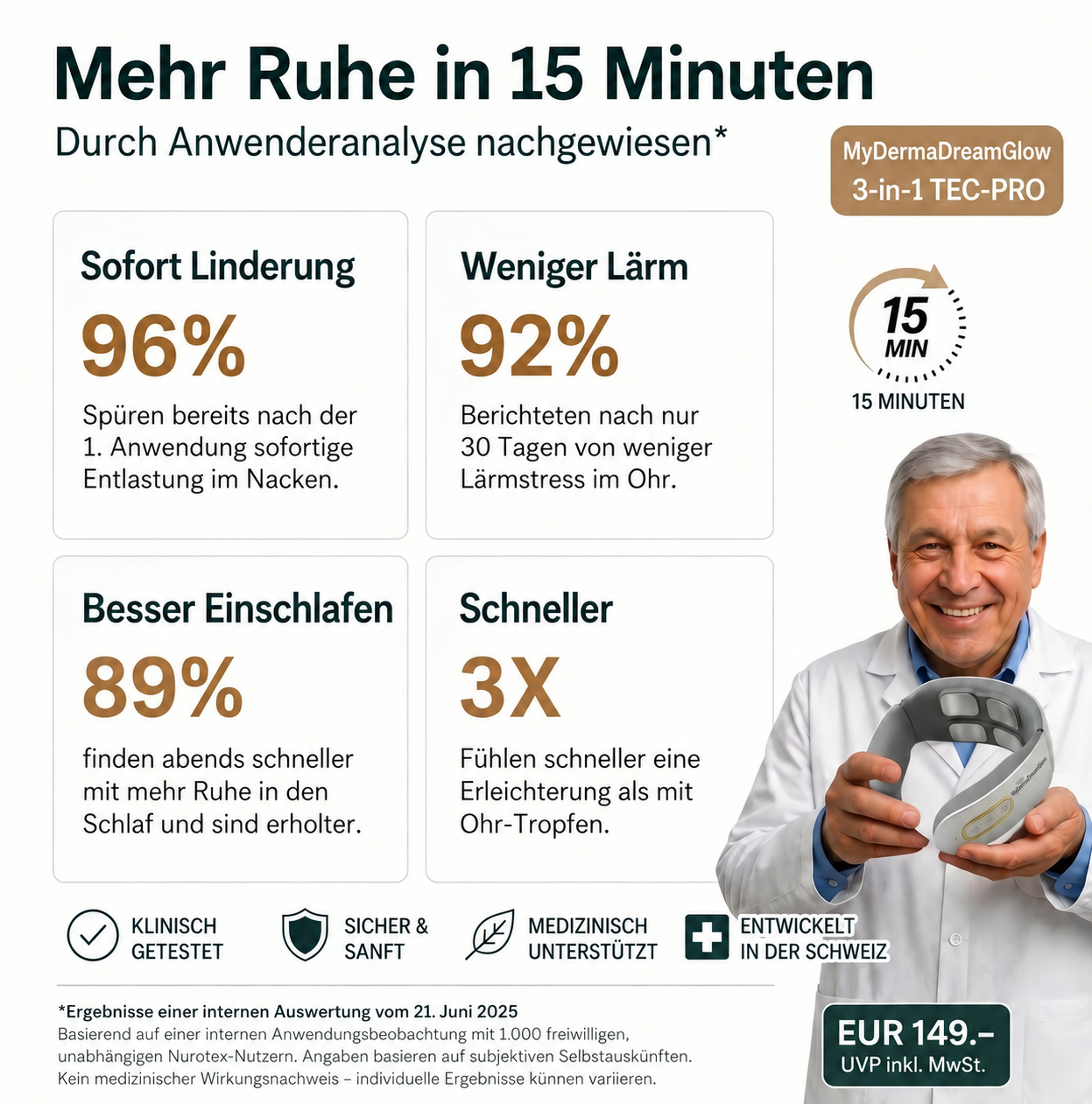 *NeuroRelix®Pro 3-in-1-Lösung gegen Tinnitus
