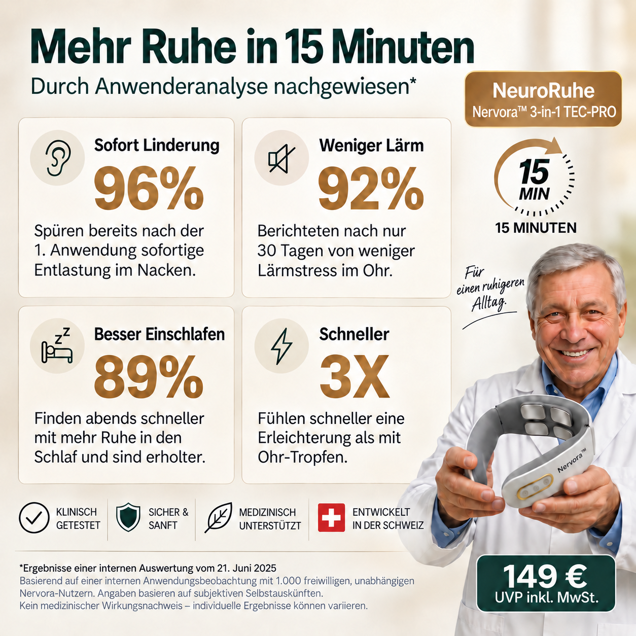 Nervora™ Pro 3-in-1-Lösung gegen Tinnitus